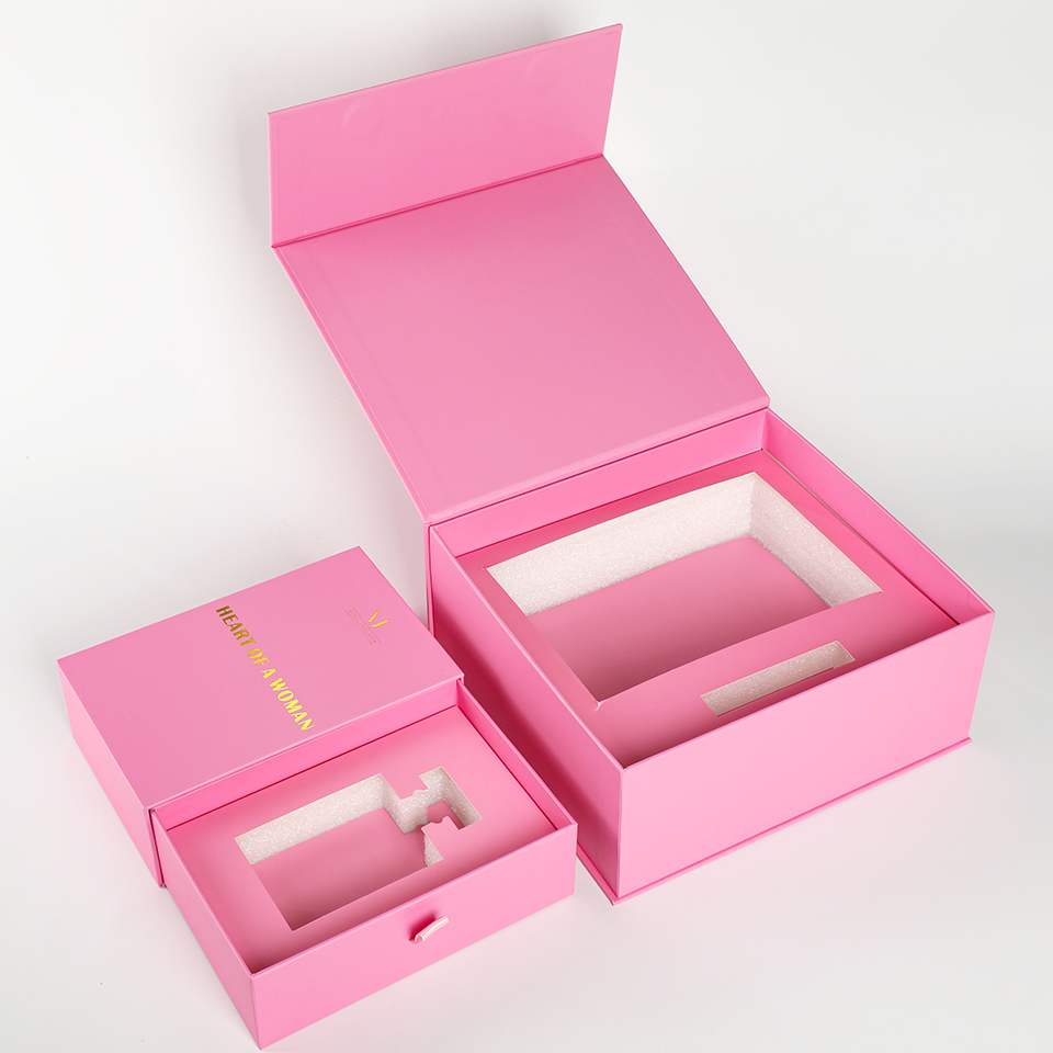 Luxury Skincare Gift Box - 맞춤형 고급 핑크 종이 폼 내장