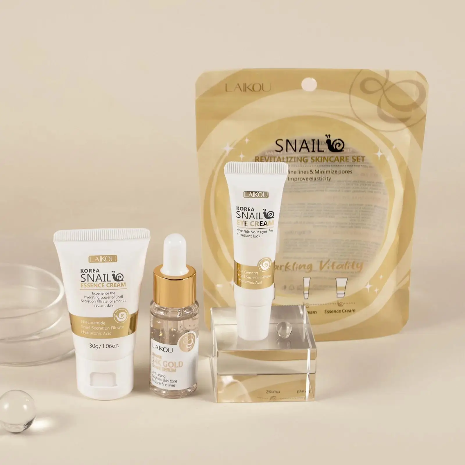 Luxury Skincare Cream - 24K 골드 달팽이 리페어 세럼 아이