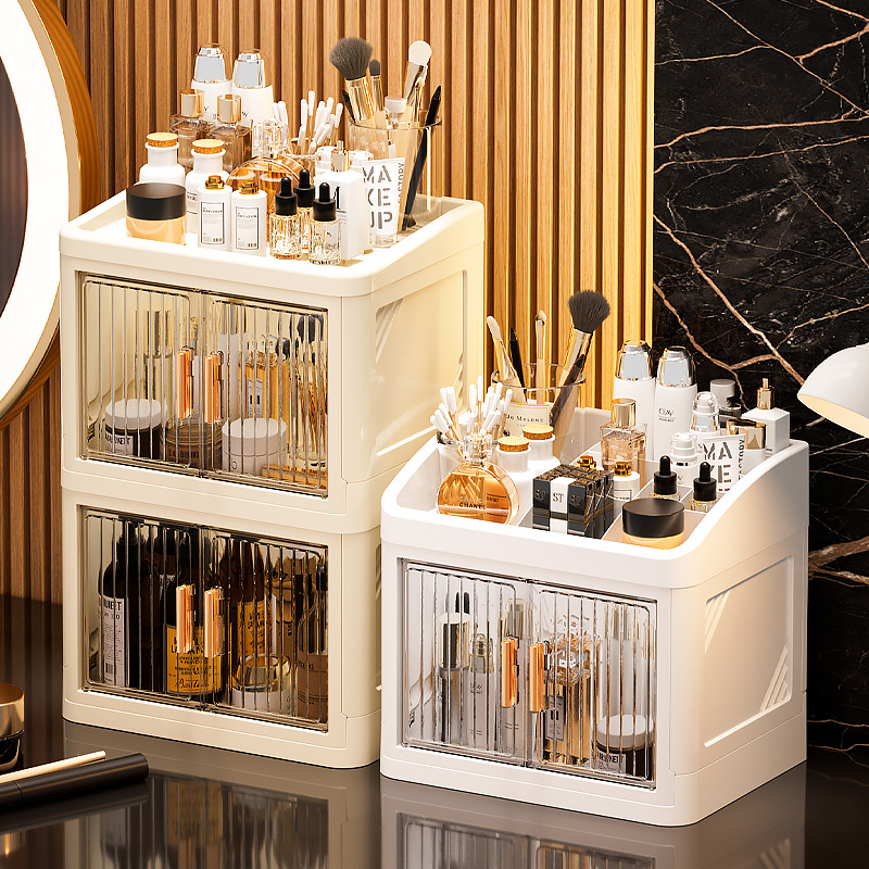 Luxury Skincare Gift Box - 대용량 레이어드 메이크업 수납장, 방진 방수,