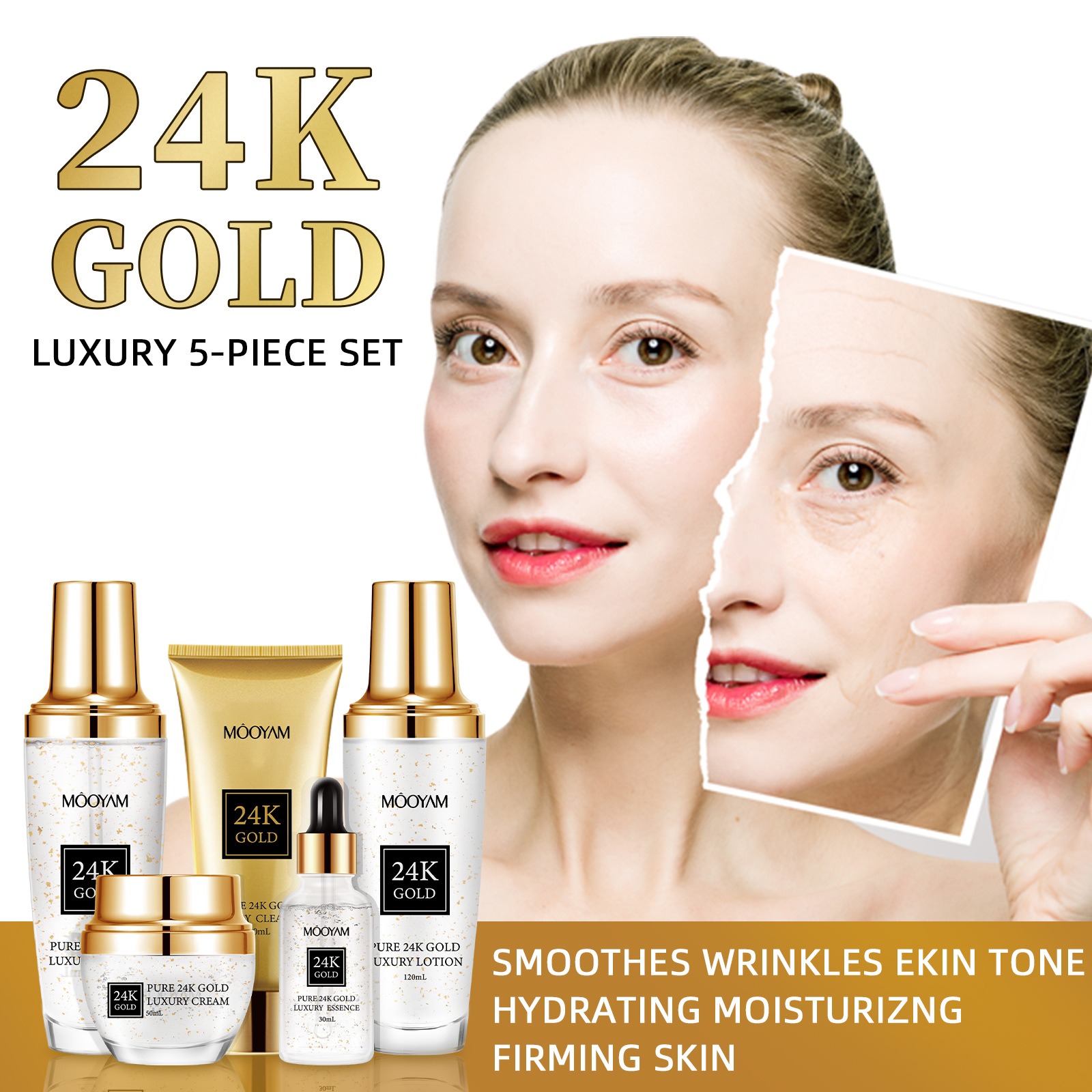 24K 골드 럭셔리 보습 안티 링클 세트 잔주름 감소  - Luxury Skincare Moisturizer 리뷰 및 가격